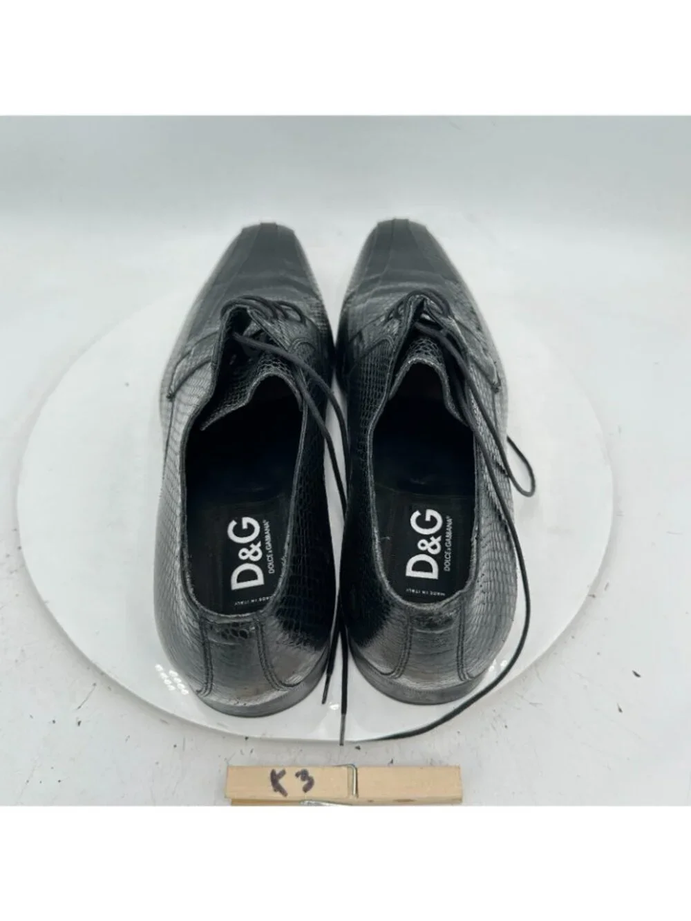 Dolce & Gabbana Men Size EU 44 E US 10 Black Crocodile Skin Derby Dress Shoes